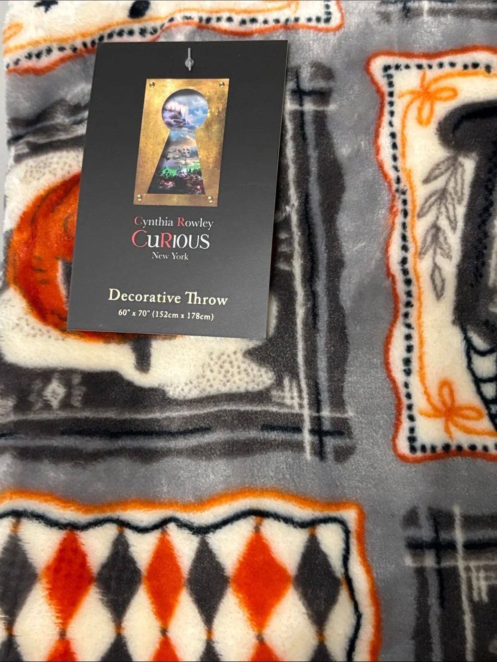 CURIOUS BY CYNTHIA ROWLEY 60x70 Vintage Inspired Retro Frights Throw NEW - Picture 3 of 10